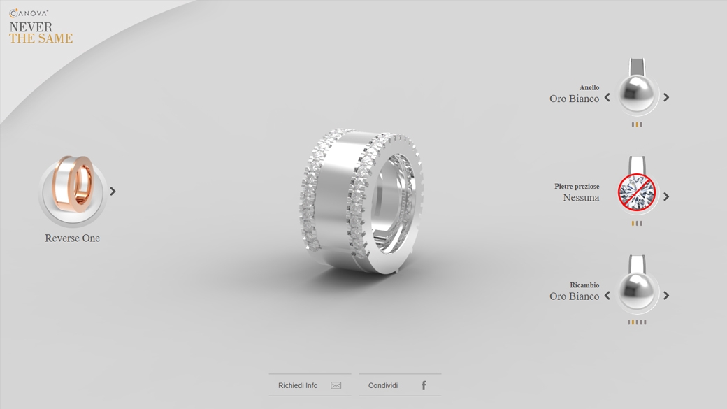 Il configuratore 3d che ti mostra l'anello che ancora non esiste.