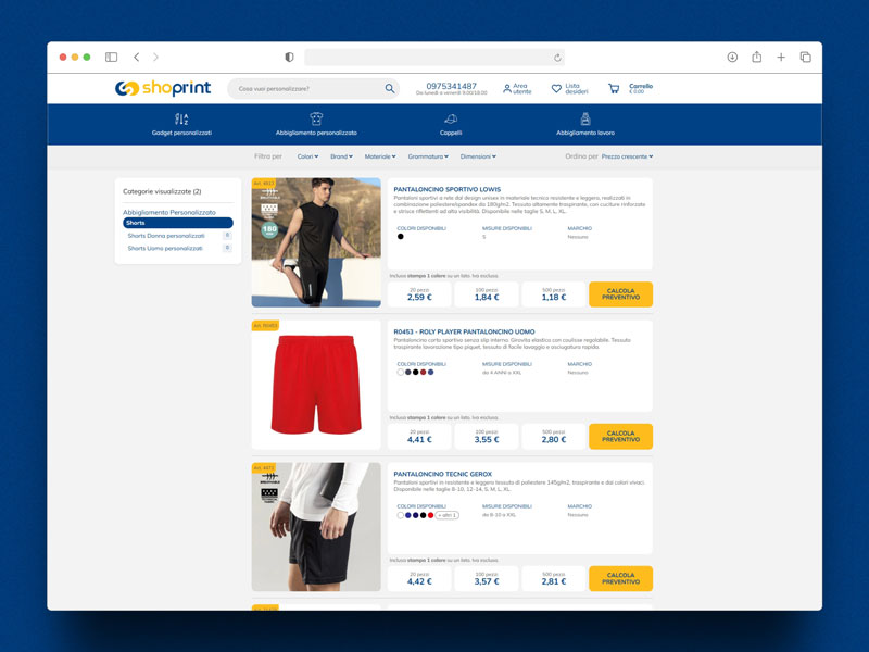 Realizzazione Ecommerce abbigliamento sportivo
