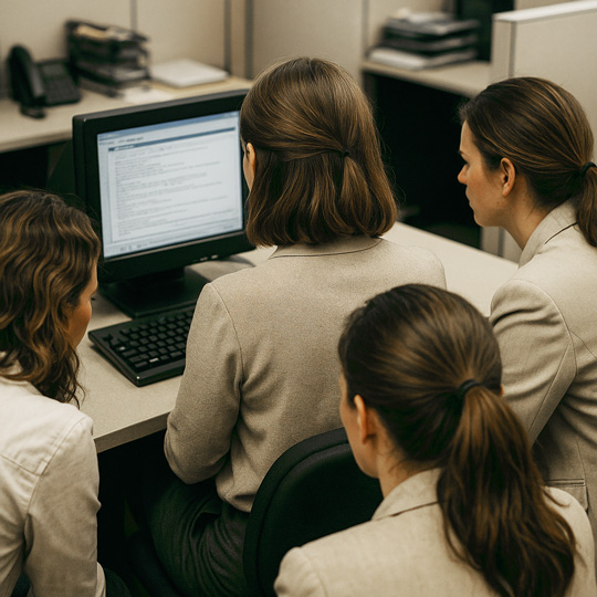 Tante segretarie davanti lo stesso pc
